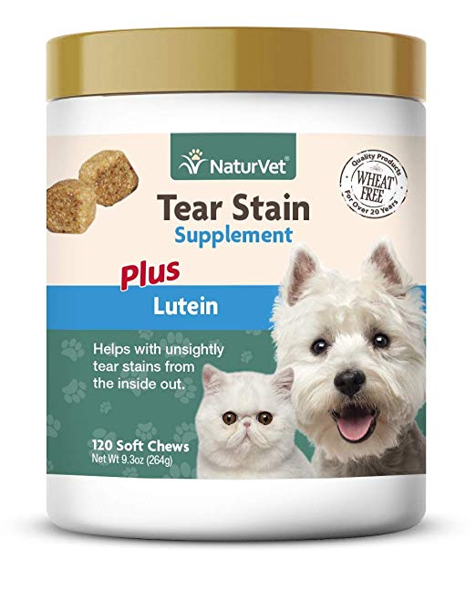 NaturVet – Tear Stain Plus Lutein – Eliminates Unsightly Tear Stains – Enhanced with Cranberry Extract, Calcium Ascorbate & Oregon Grape Root – for Dogs & Cats
