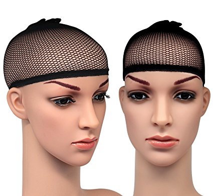 Blisstime Pack of 3 Wig Cap Open End Black Mesh Net Liner Weaving Cap