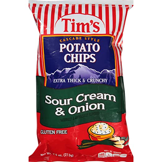Tim's Cascade Style Potato Chips, Sour Cream & Onion, 7.5 Ounce