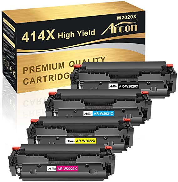 Arcon Compatible High Yield Toner Cartridge Replacement for HP 414X W2020X 414A for HP Color Laserjet Pro MFP M479fdw M454dw M479fdn M454dn M479dw M479 M454 Toner Printer (KCMY, 4-Pack)