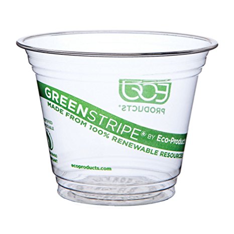 Eco-Products GreenStripe Renewable & Compostable Cold Cups, 9 oz, Case of 1000 (EP-CC9S-GS)