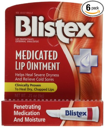 Blistex Lip Protectant/External Analgesic Medicated Lip Ointment 0.21 Oz (Pack of 6)