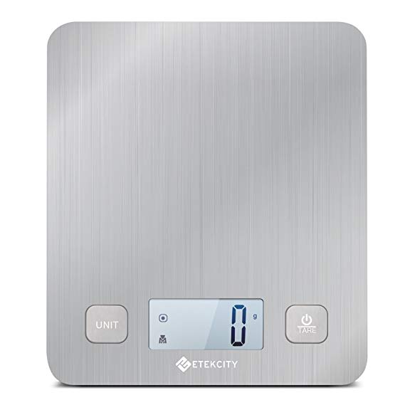 Etekcity EK6212 Digital Kitchen Multifunction Food Scale with Large Platform 11lb 5kg, Batteries Included (Stainless Steel)