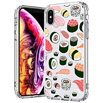 MOSNOVO Case for iPhone Xs/iPhone X, iPhone X Cute Sushi Design Printed Clear Plastic Hard Back Panel Case with Protective Shock Proof TPU Bumper Gel Case Cover for Apple iPhone X/iPhone Xs