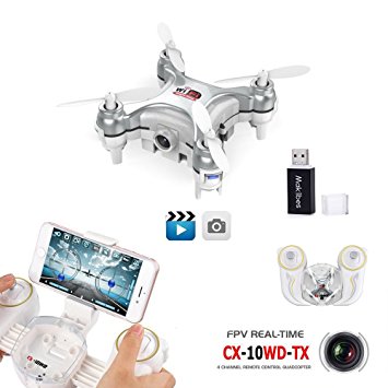 Cheerson CX-10WD-TX with Remote Control MINI Drone WIFI FPV With 0.3MP Camera Altitude Hold 2.4G 4CH 6Aixs RC Quadcopter RTF (Dark Grey) with a Makibes Card Reader