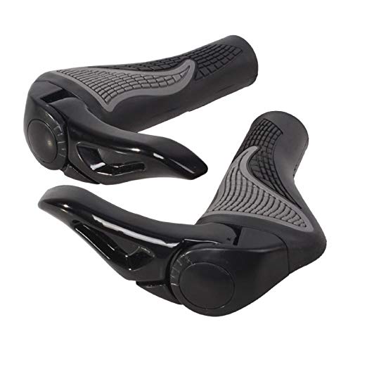 Vzer One Pair Ergonomic MTB Mountain Road Bike Bicycle OX Horn Anti-slip Silicon Handlebar Grips - Black