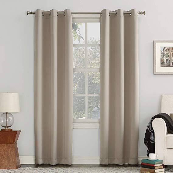 Sun Zero Easton Blackout Energy Efficient Grommet Curtain Panel, 40" x 95", Stone