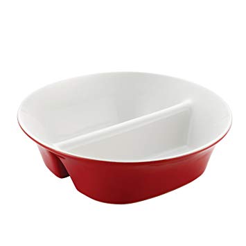 Rachael Ray Dinnerware Round and Square Collection 12-Inch Divided Dish, Red