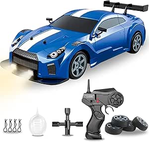 Liberty Imports RC Drift Car 1/16 2.4GHz 4WD Remote Control Sport Racing On-Road Vehicle with LED Light, Batteries and Drift Tires (Blue)