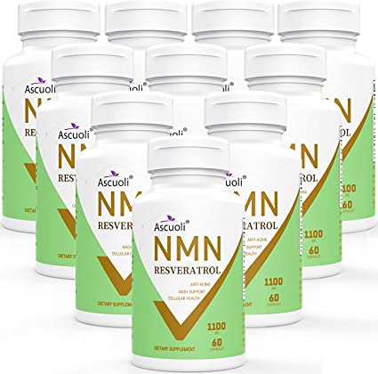 99% Ultra Purity NMN + Trans-Resveratrol, 3-in-1 Advanced Formula Organic NMN Resveratrol Supplement 1100mg, Maximum Antioxidant Anti-Aging, Cellular Repair, Boost NAD+, Immune & Energy, 600 Capsules