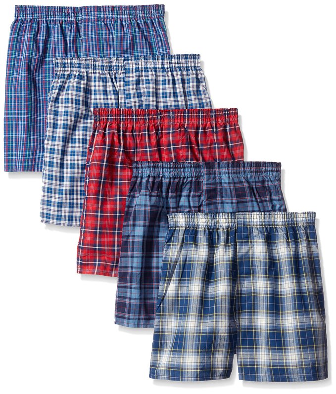 Fruit of the Loom Boys' Tartan Woven Boxer (Pack of 5)