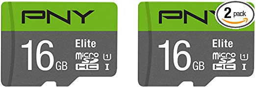 PNY 16GB Elite Class 10 U1 microSDHC Flash Memory Card 2-Pack