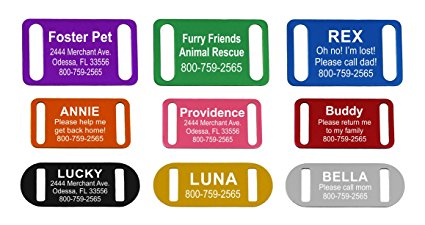 Slide-On Pet ID Tag | Collar Tag | 3 Sizes & 9 Colors to Choose From