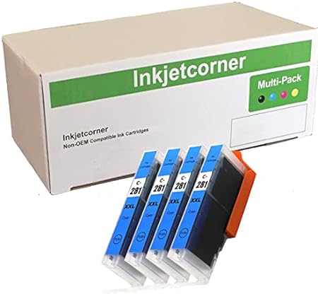 Inkjetcorner Compatible Ink Cartridge Replacement for CLI-281C CLI-281 XXL for use with TR8620 TR8622 TR8620A TS6320 TS702A TR8520 TS9120 TS8320 TS8322 (Cyan, 4-Pack)