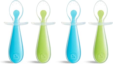 Munchkin Silicone Trainer Spoon, 4 Pack, Blue/Green