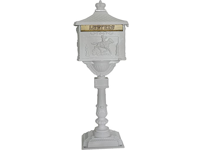 Giantex Heavy Duty Postal Box Security Aluminum Post/Pedestal Cast Mailbox White