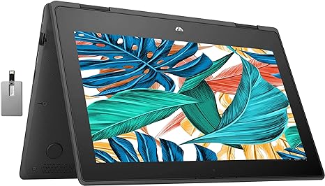 HP ProBook x360 11.6" HD 2-in-1 Touchscreen Notebook Computer, Intel Celeron N5100 Quad-core, 4GB LPDDR4 RAM, 64GB eMMC Storage, HD Webcam, Windows 10 Pro, Black.