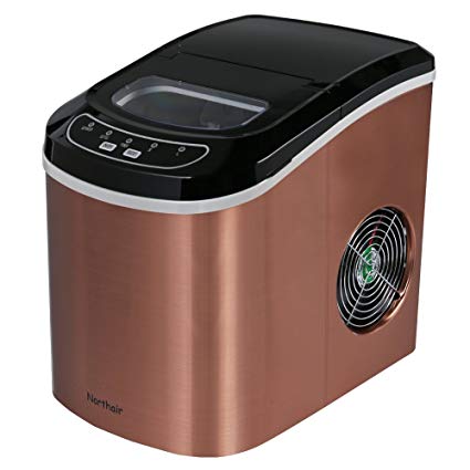 Northair HZB-12/SA Portable Ice Maker Machine Counter Top with 26lbs Daily Capacity Stainless Steel Colorful (Copper)