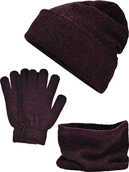 Tatuo Winter Warm Sets Includes Hat Scarf Touch Screen Gloves, 3 Pieces Totally