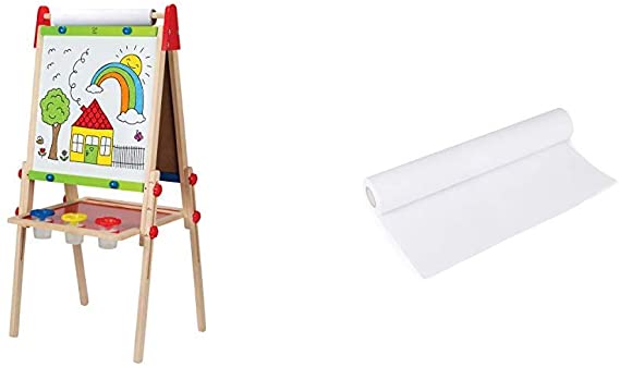 Hape Award Winning All-in-One Wooden Kid's Art Easel with Paper Roll and Accessories & Hape Art Paper Roll Replacement for Kid's Art Easel Paper- 15"X 787"