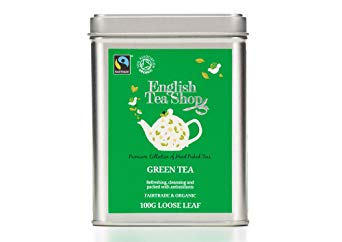 English Tea Shop Organic Fairtrade Green Tea - 100g Loose leaf tea in a Tin