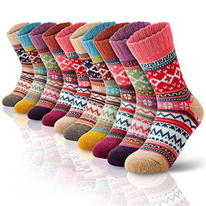 SEVENS Women Wool Socks for Winter, Vintage Winter Socks Thick Cozy Knit Wool Socks for Women