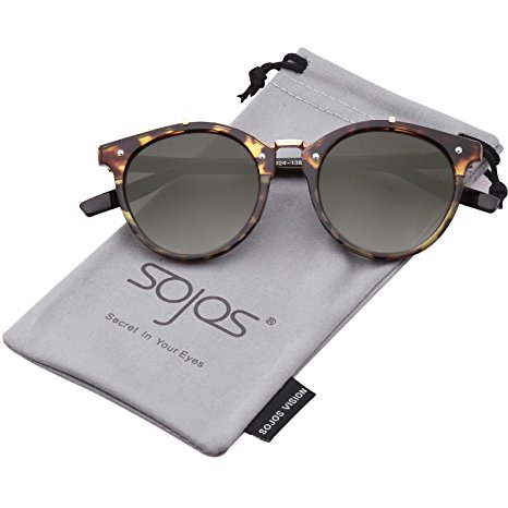 SojoS Vintage Retro Round Sunglasses Mirror Tinted Circle Lens Men Women SJ2054