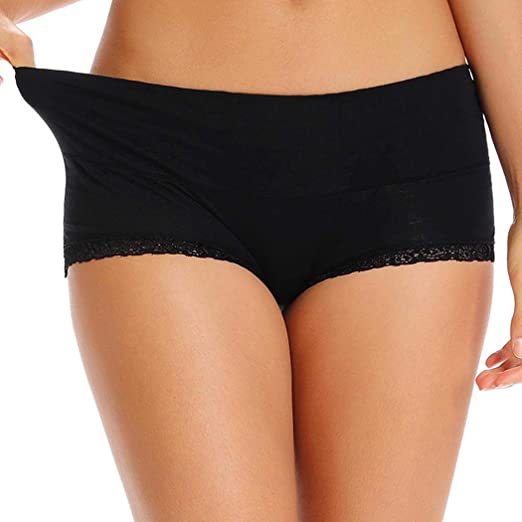 No Show Underwear Women Lace Invisible Undies Cotton Microfiber Hipster Full Cut Panties 2pack