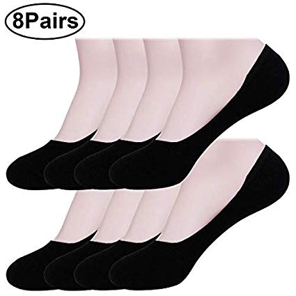 8 Pairs No Show Socks Men/Women Low Cut Invisible Non-Slip Liner Casual Loafer Boat Socks