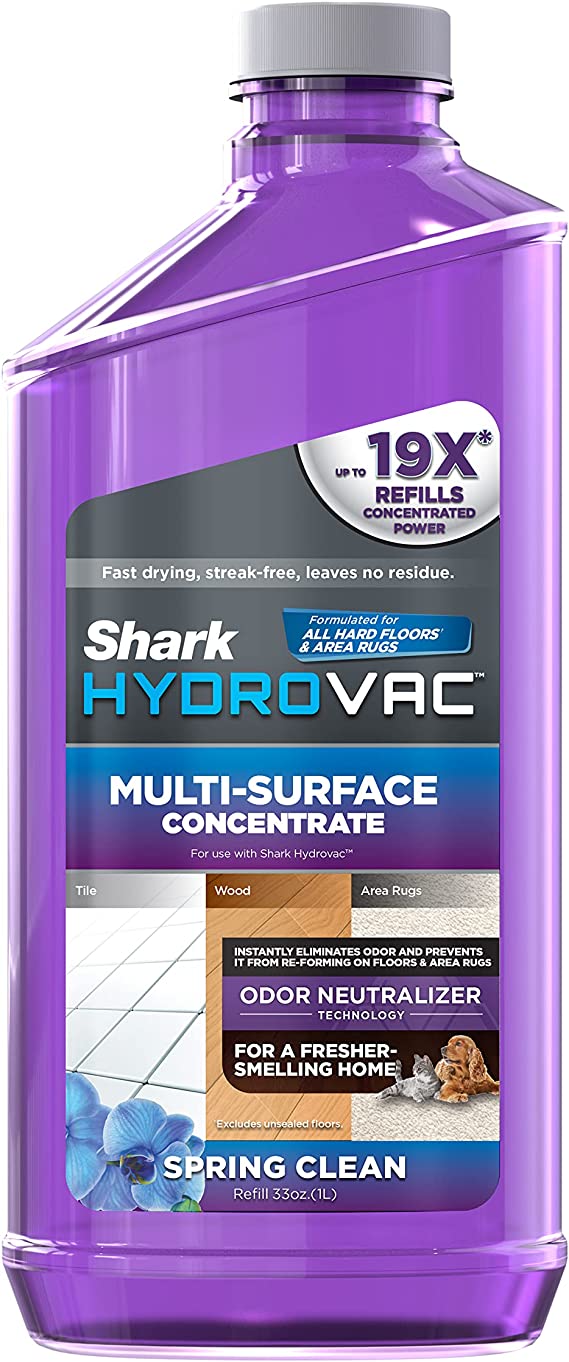 Shark WDCM30 HydroVac Multi-Surface 33-Oz. Concentrate with Odor Neutralizer Technology, Compatible with HydroVac 3-in-1 Cleaners, for all Sealed Hard Floors & Area Rugs, Spring Clean Scent, Purple