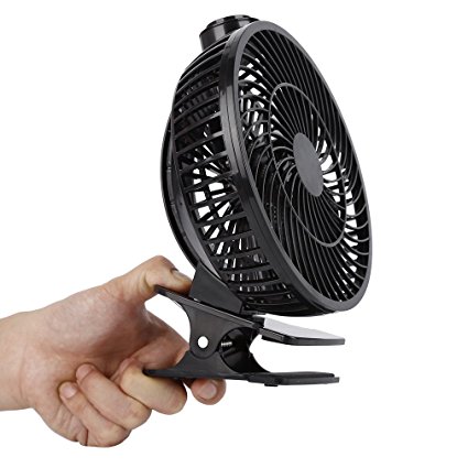 YKS 7-inch Portable USB Clip-on Fan 360 Degree Rotatation Desk Fan(Black)