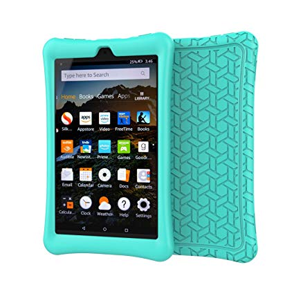 BMOUO Silicone Case for All-New Amazon Fire HD 8 2018 / 2017 - Anti Slip Light Weight Shock Proof Kids Friendly Protective Case for Fire HD 8 Tablet (7th and 8th Generation, 2017 and 2018 Release) , Turquoise