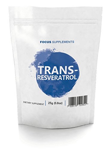 Trans-Resveratrol Pure Powder - Cognition Support | POWERFUL ANTIOXIDANT | Anti-Ageing Properties - Focus Supplements - Packaged in ISO Licensed Facilities in the UK (25g)