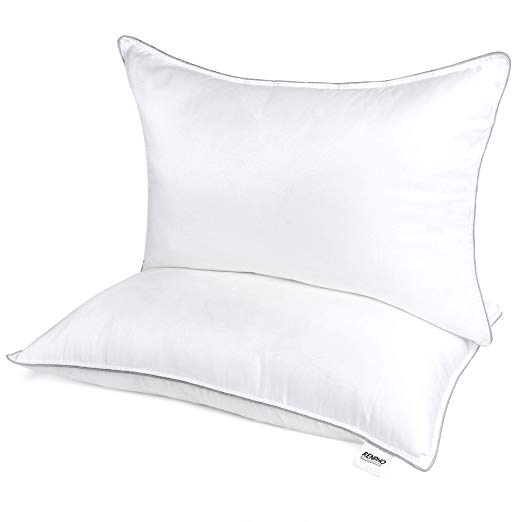 RENPHO Queen Pillows Set of 2, Bed Pillows for Sleeping Down Alternative Pillows Luxury Hotel Gel Plush Pillow Microfiber Hypoallergenic Pillows [ Good for Side and Back Sleeper] - Queen Size