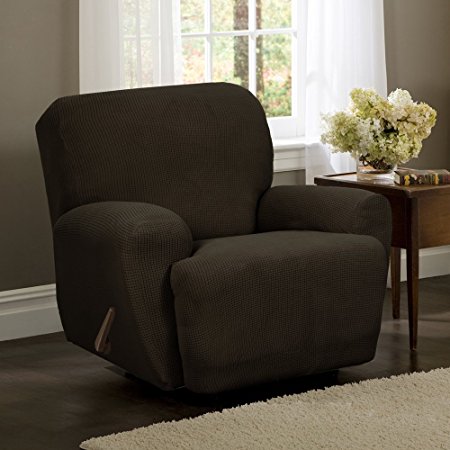 Maytex Stretch Reeves 4-Piece Recliner Slipcover, Chocolate