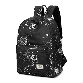 Joymoze Waterproof Cute School Backpack for Boys and Girls Lightweight Chic Prints Bookbag Black 844