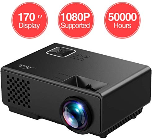 Projector, MOOKA Mini Projector, Full HD 1080P Supported Video Projector,50,000Hour LED Portable Projector Compatible with DVD,HDMI,VGA,USB,AV,SD for HomeTheater