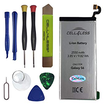 CELL4LESS Li-ion Battery Replacement Kit Compatible for Samsung Galaxy S6 SM-G920 Models - 2550 mAh, 3.85V, 9.82 Wh(Galaxy s6)