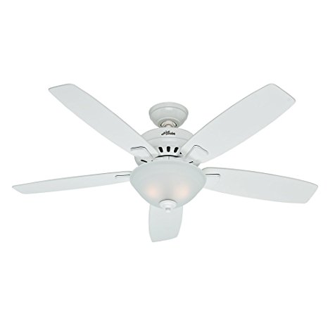 Hunter Fan Company 53177 Banyan 52-Inch Snow White Ceiling Fan with Five Snow White Blades and a Light Kit