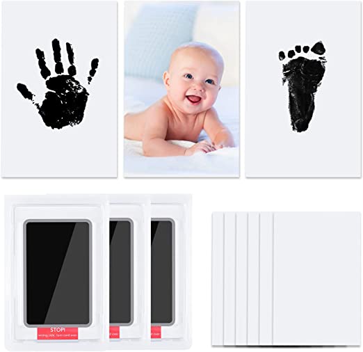 Vicloon Baby Footprint Kit & Handprint Kit，3PC Photo Frame Clay Kit Pet Paw Print Ink Kits, Newborn Hand & Feet Print Ink Pad Memorable Keepsake Gift for Newborn Boys and Girls Nursery Walls