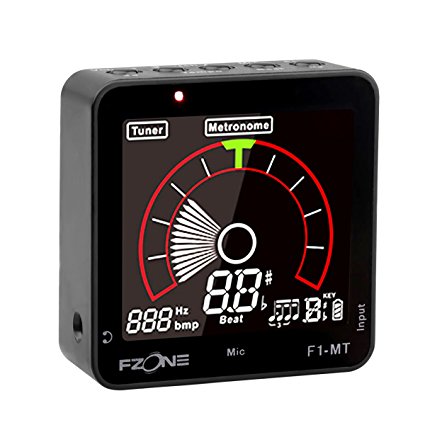 Guitar Tuner, 2 in 1 Metronome Tuner Combine Portable Size Mic and Input Tuning, for Chromatic Guitar Violin Ukulele Bass, plastic black, by LC Prime