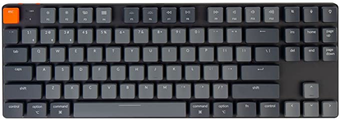 Keychron K1 SE, 87 Keys Ultra-Slim Wireless Bluetooth/USB Wired Mechanical Keyboard with White LED Backlit, Hot Swappable Low-Profile Gateron Mechanical Brown Switch Compatible with Mac Windows