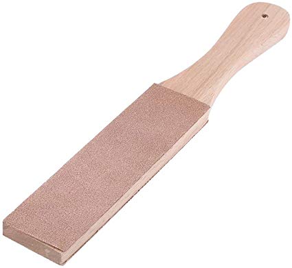 SUPVOX Wooden Handle Leather Strop Double Sided Leather Paddle Strop for Leather Knife Sharpening Polishing