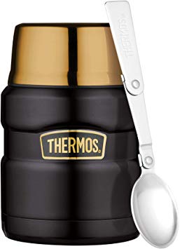 Thermos King Flask Vacuum Insulated Food Flask 470ml Black & Gold