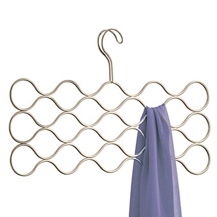 InterDesign Classico Wave Closet Organizer Hanger, No Snag Storage for Scarves, Ties, Belts, Shawls, Pashminas, Accessories - 23 Loops, Pearl Champagne
