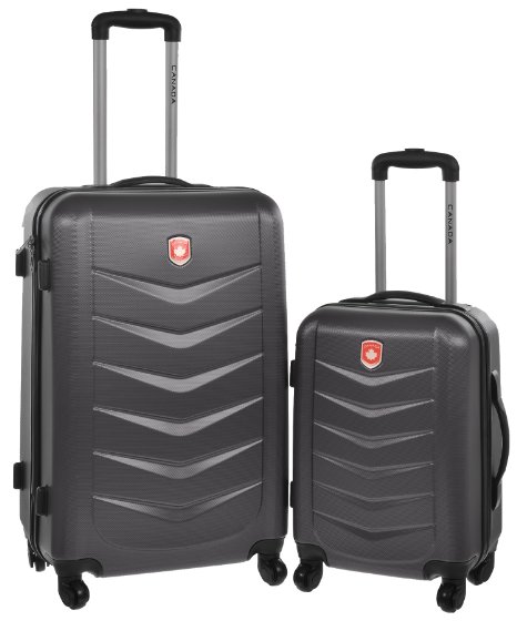 Canada Black Lightweight Hard Side Wheeled Suitcase 2 Piece Luggage Set