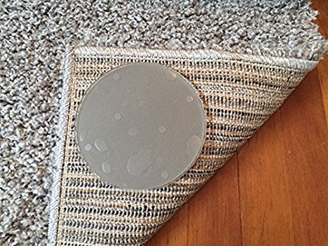 Sticky Discs Non-Slip Rug Pads For RUG-ON-FLOOR Anti-Slip. Reusable Rug Stickers. No Residue. 8 Pack. Limits MEDIUM/LARGE Rugs/Exercise/Door Mats From Moving On FLOORS. BRAND NEW!