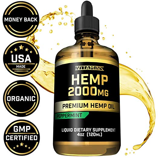 iVitamins Hemp Oil Drops - 2,000mg - May Help with Pain, Anxiety, Sleep, Mood, Depression, Headaches   MORE! - Natural Full Spectrum Hemp Seed Extract - Zero THC CBD Cannabidiol :: Rich in Omega 3,6,9