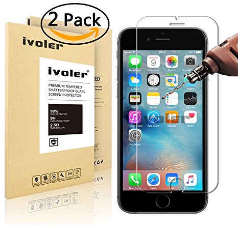 [2 Pack] iPhone 6 / 6S Plus Screen Protector- iVoler [3D Touch Compatible] iPhone 6 Plus / 6S Plus 5.5 Inch Premium Tempered Glass Screen Protector- 0.2mm Ballistics Glass, 2.5D Round Edge, 9H Hardness Featuring Anti-Scratch, Anti-Fingerprint, Bubble Free- Lifetime Replacement Warranty