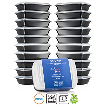 Chef's Star Reusable Food Storage Containers with Lids - 26 oz - BPA Free - Microwave Safe - Dishwasher Safe - Stackable - 10 Per Pack - Set Of 2